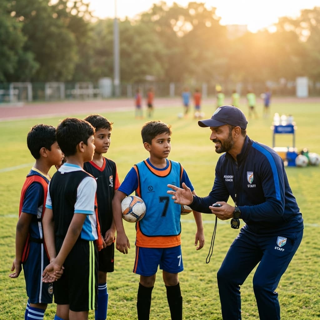 Dheera Sports Foundation coach training children, Gwalior